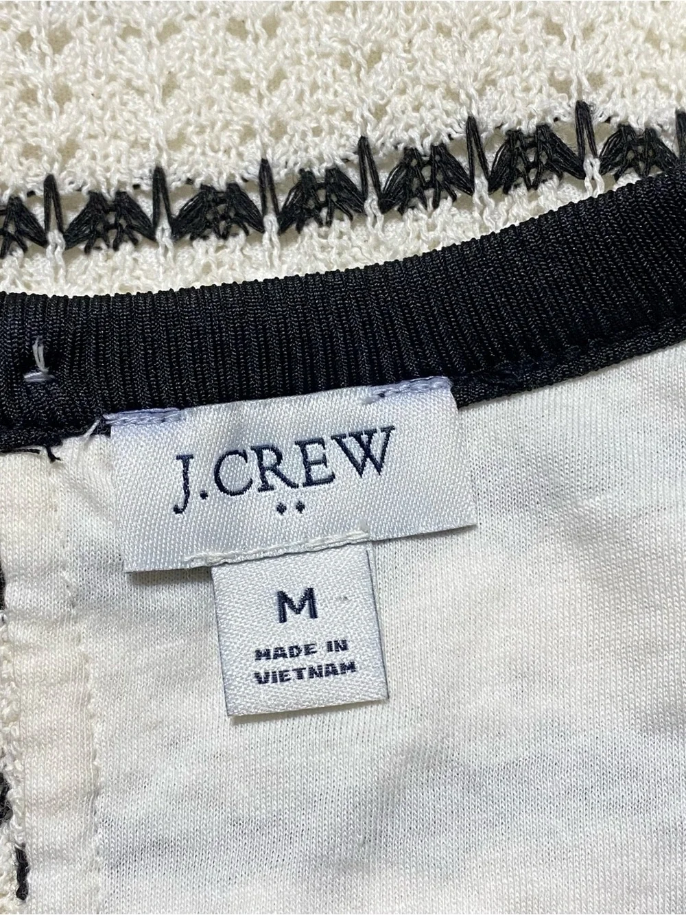 J Crew Dress Medium Ivory Black Stripe Textured Knit Sleeveless Shift Lined Prep